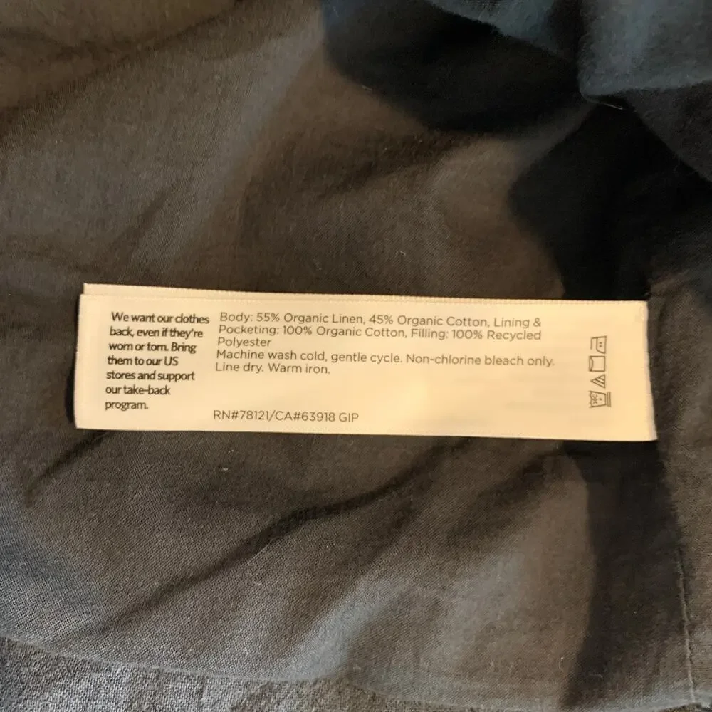 Eileen Fisher Jacket Womens Extra Small Charcoal Stand Collar Crepe Quilted Vest